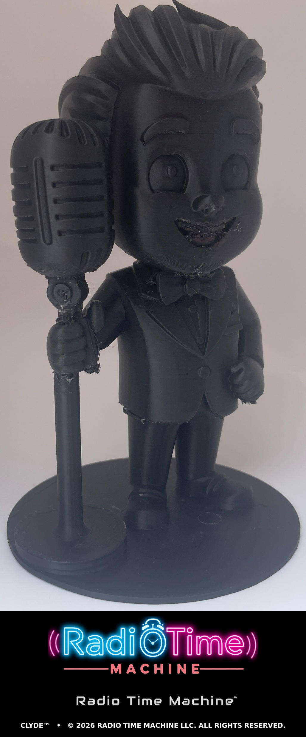 Front view of the completed Clyde physical display print